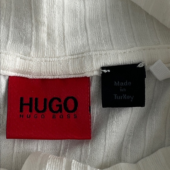 Hugo Boss Cream Ribbed Mock Neck - Picture 4 of 7